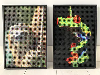Luiaard en boomkikkel pixel art